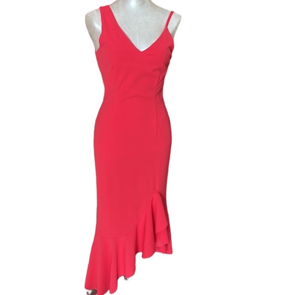 NEW The fashion poet Women’s Asymmetrical Ruffle High Low Dress CORAL, S… - Picture 1 of 17